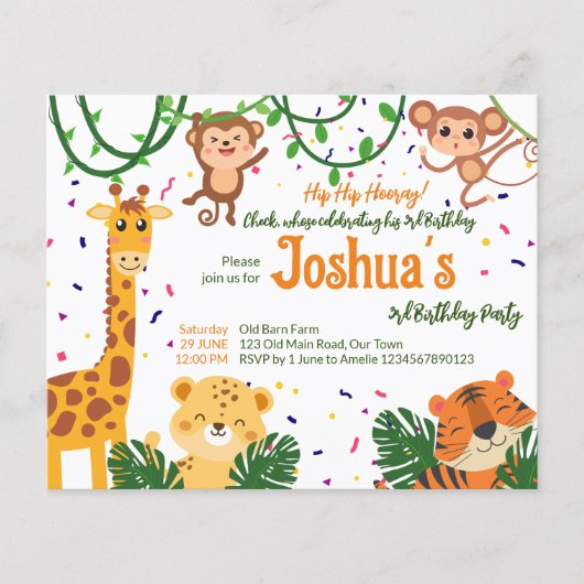 Party für niedlichen Dschungel (Vorderseite)