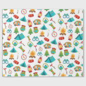 Party für niedliches Camping Geschenkpapier (Flach)