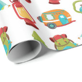 Party für niedliches Camping Geschenkpapier (Rolleneckpunkt)