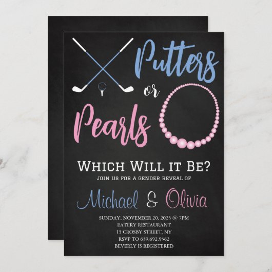 Party für Perlen oder Perlen Einladung (Vorne/Hinten)