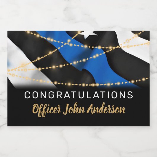 Party für Polizeibeamte Einziehung von Thin Blue L Schaumweinetikett (Einzelnes Label)