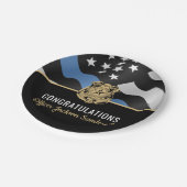 Party für Polizeischutz Blue Line Herzlichen Glück Pappteller (Schrägansicht)