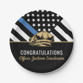 Party für Polizeischutz Blue Line Herzlichen Glück Pappteller (Vorderseite)