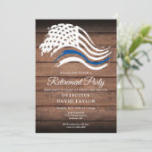 Party für Polizeischutz Thin Blue Line Rustikal Einladung (Stehend Vorderseite)