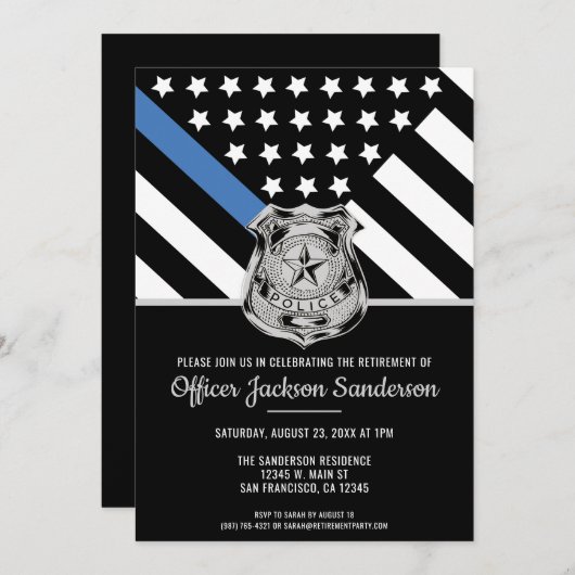Party für Polizeivollzug Einladung (Vorne/Hinten)
