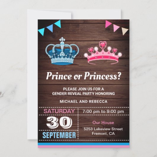 Party für Prinzessin oder Prinzessin Einladung (Vorderseite)