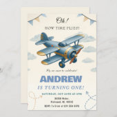 Party für Privatflugzeuge 1 Geburtstag Einladung (Vorne/Hinten)