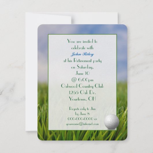Party für Rentenerwerb Golf Theme Einladung (Rückseite)