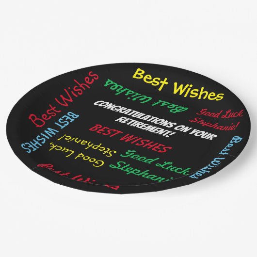 Party für Rentenzahlungen: farbenfrohe FUN Pappteller (Schrägansicht)