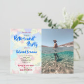 Party für Rentenzahlungen Foto Tropische Blume Einladung (Stehend Vorderseite)
