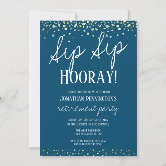Party für Rentenzahlungen Sip Hooray Einladung (Vorderseite)