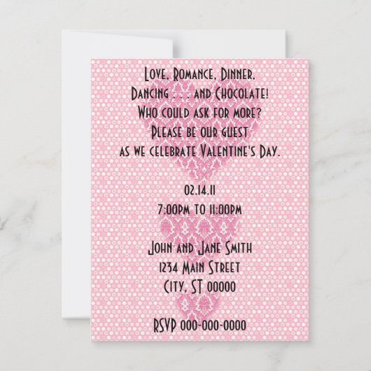 Party für Retro-Liebe Valentinstag Einladung (Rückseite)