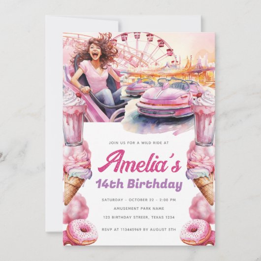 Party für Rollercoaster Einladung (Vorderseite)