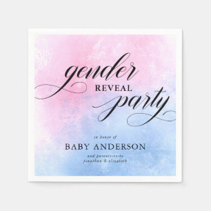Party für Rosa und blaues Watercolor-Geschlecht Serviette