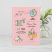 Party für Ruhestandsreisen für Frauen - Koffer ros Einladung (Stehend Vorderseite)