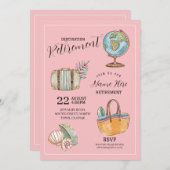 Party für Ruhestandsreisen für Frauen - Koffer ros Einladung (Vorne/Hinten)