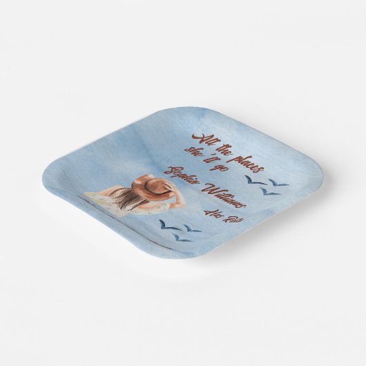 Party für Ruhestandsreisen Woman Pappteller (Gewinkelt)