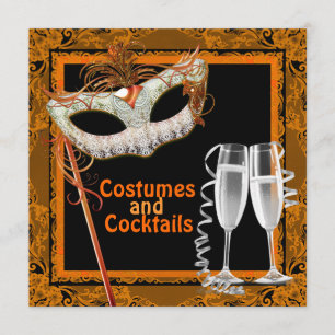 Party für Schwarz und Orange Halloween Einladung