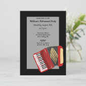 Party für schwarze und rote Accordion-Spieler Einladung (Stehend Vorderseite)