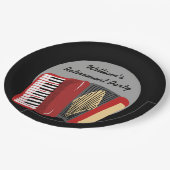 Party für schwarze und rote Accordion-Spieler Pappteller (Schrägansicht)