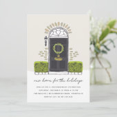 Party für Schwarztür-Feiertage Einladung (Stehend Vorderseite)