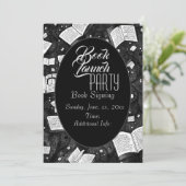 Party für Schwarzweiß-Buchvorstellung Einladung (Stehend Vorderseite)