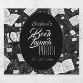 Party für Schwarzweiß-Buchvorstellung Schaumweinetikett (Einzelnes Label)