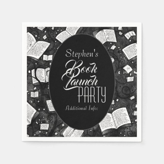 Party für Schwarzweiß-Buchvorstellung Serviette (Vorderseite)