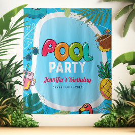 Party für Spaß und Farben im Pool | Der Hintergrun Wandteppich