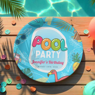 Party für Spaß und Farben im Pool Palm Schwimmen Pappteller