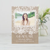 Party für Spitzenklasse und Burlap Elegant Foto Gr Einladung (Stehend Vorderseite)