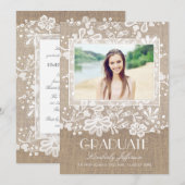 Party für Spitzenklasse und Burlap Elegant Foto Gr Einladung (Vorne/Hinten)