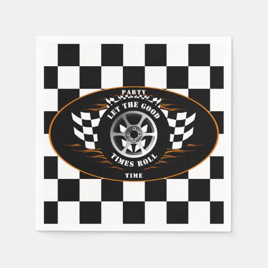 Party für Sportwagen mit kontrollierter Flagge Serviette (Vorderseite)