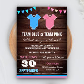 Party für Team Blue oder Team Pink Gender Reveal Einladung