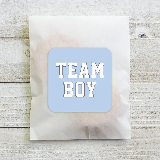 Party für Team Boy Blue Baby Gender Quadratischer Aufkleber