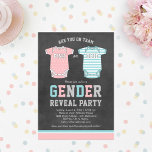 Party für Team Pink oder Blue Baby Gender Einladung<br><div class="desc">Bist du in Team rosa oder blau? Laden Sie Ihre Freunde und Familie ein, um gemeinsam mit Ihnen zu feiern, während Sie das Geschlecht Ihres Babys mit diesen modernen und sportlichen Geschlechts offenbaren Party Einladungen. Die Farben Aqua Blau, Rosa, Rosa, Grau und Weiß bilden einen rustikalen schwarzen Chalkboard-Hintergrund, der mit...</div>