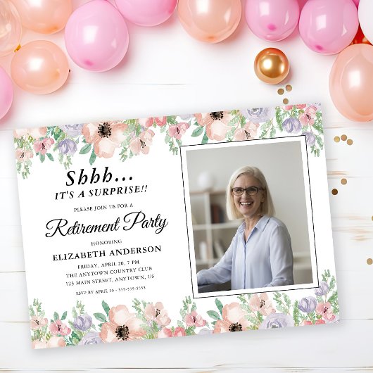 Party für Überraschungen Ruhestand Elegante Pastel Einladung