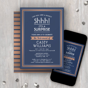 Party für Überruhestand Elegant Navy Blue Copper Einladung