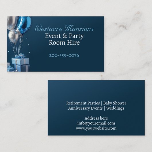 Party für Veranstaltungen - Miete Visitenkarte (Vorne/Hinten)