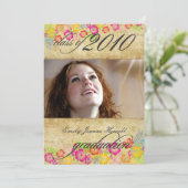 Party für Vintage tropische Blume Abschlüsse Einladung (Stehend Vorderseite)