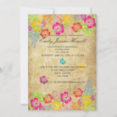 Party für Vintage tropische Blume Abschlüsse Einladung (Rückseite)