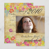 Party für Vintage tropische Blume Abschlüsse Einladung (Vorne/Hinten)