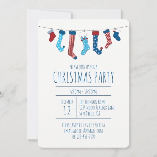 Party für WeihnachtsStrümpfe Einladung (Vorderseite)
