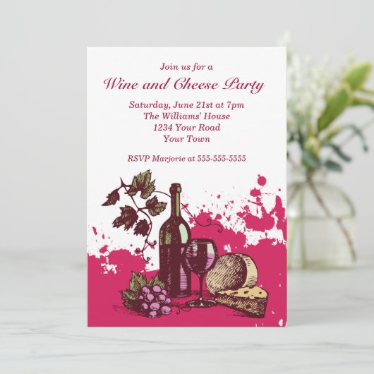 Party für Wein und Käse Einladung (Stehend Vorderseite)