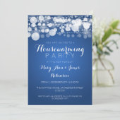 Party für Wohnungsbau Modern Dots Blue Einladung (Stehend Vorderseite)