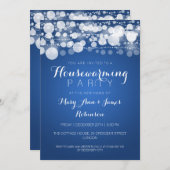 Party für Wohnungsbau Modern Dots Blue Einladung (Vorne/Hinten)