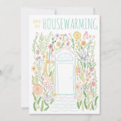 PARTY Gärtnerei Tür farbenfroh Doodle Einladung (Vorderseite)