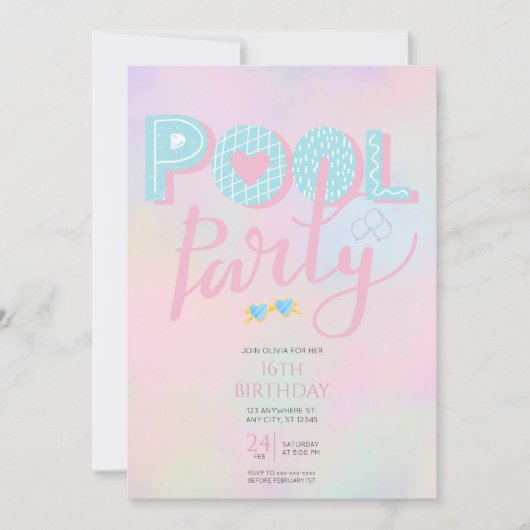 Party Geburtstag eines beliebigen Alterspools Einladung (Vorderseite)