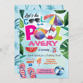 Party-Geburtstagseinladung für Kinder im Pool Einladung