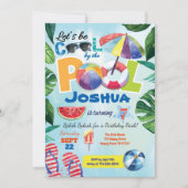 Party-Geburtstagseinladung für Kinder im Pool Einladung (Vorderseite)